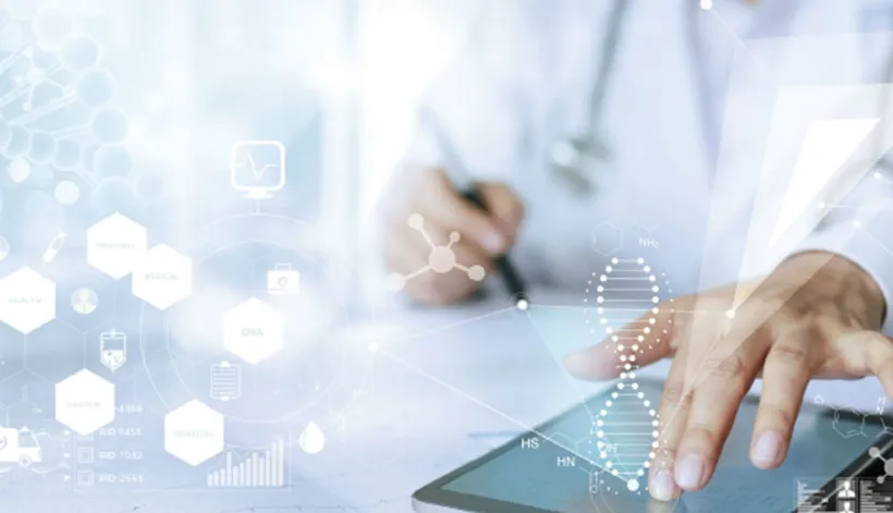 Doctor working on ipad