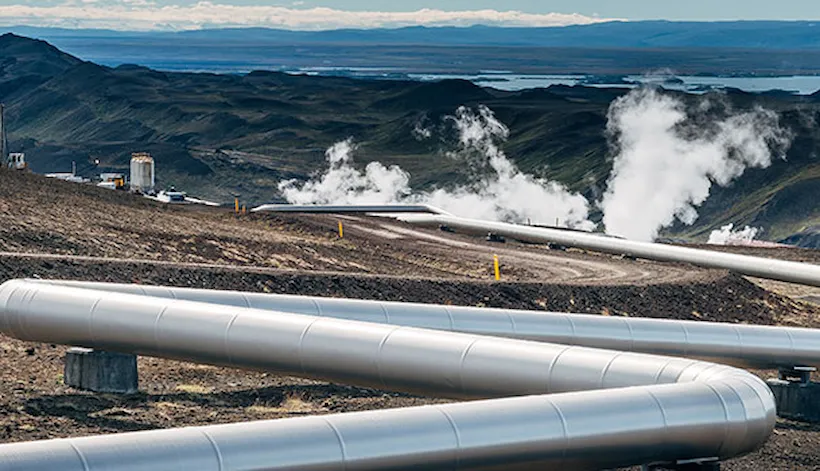 Scenic View Of Water Pipe Or Pipeline In Mountain Panorama