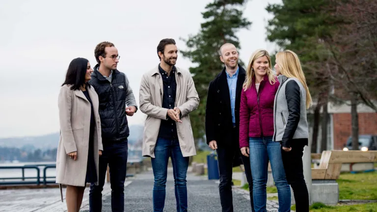 DNV colleagues by the fjord in Oslo, Norway