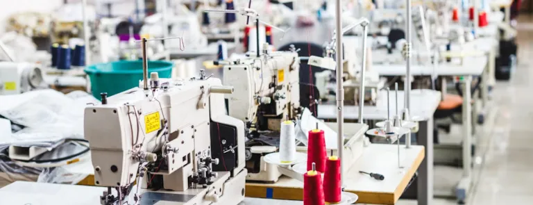 Interior of garment factory shop