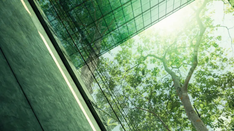 Eco-friendly building in modern city